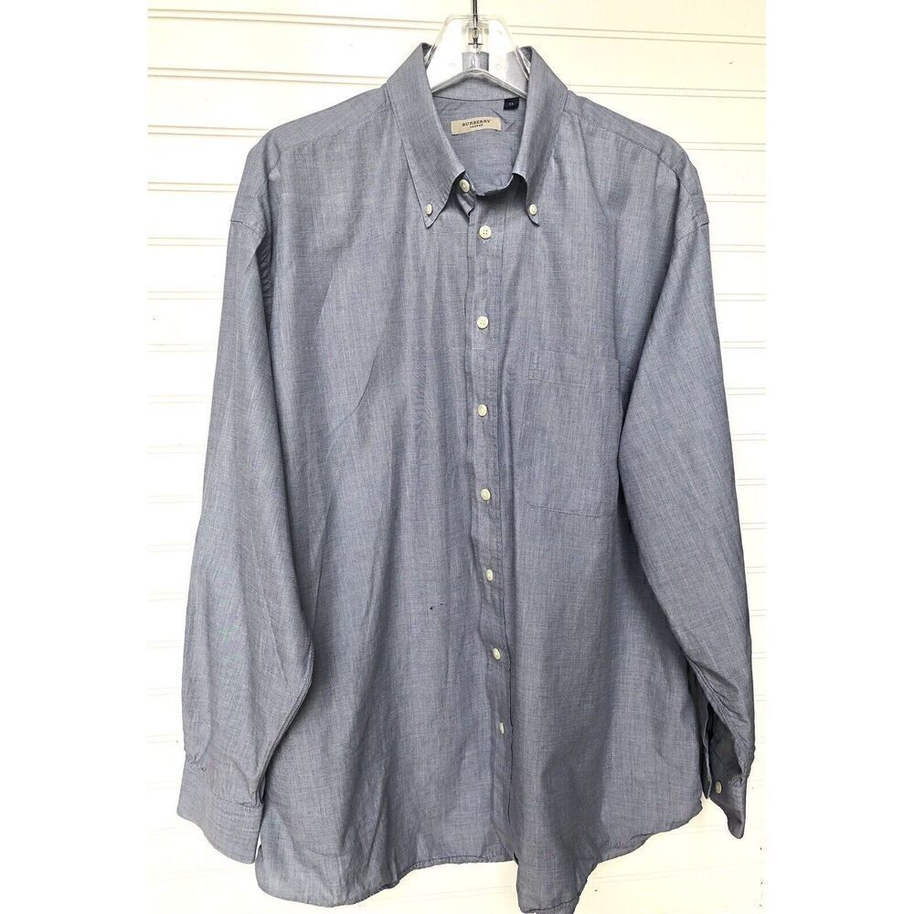 Burberry London Mens Made in USA Button Up Shirt XL Flaw! READ!